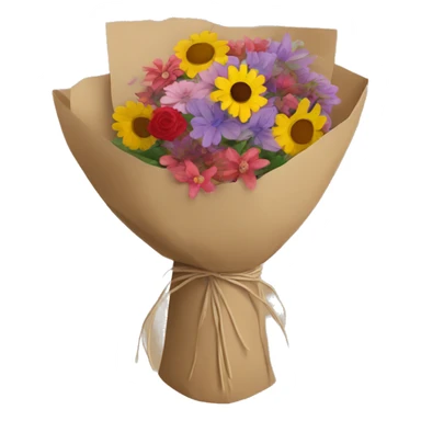 Bouquet with brown paper wrapping sticker