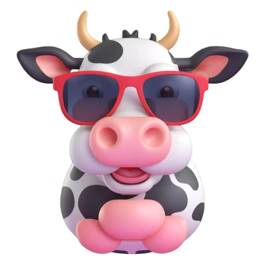 a cool cartoon style cow with big sunglasses sticker
