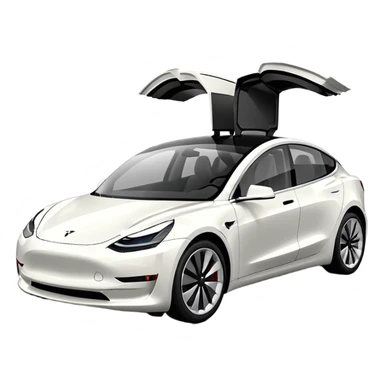 Tesla model 3 white. Icon. In a hurry. No wings  sticker