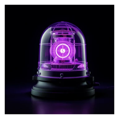 a photorealistic emergency beacon, spinning, violet blue, with detailed lighting and reflections sticker