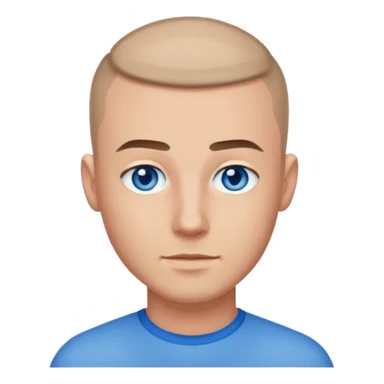 A guy with a buzzcut and blue eyes sticker