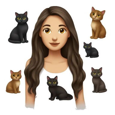 Two long hair brunettes with two cats around  sticker