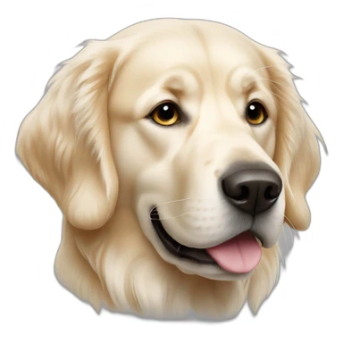 English cream golden retriever looking sus sticker