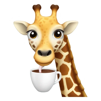 A giraffe with a hot coco sticker