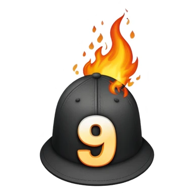burning black cap with number “9” on it sticker