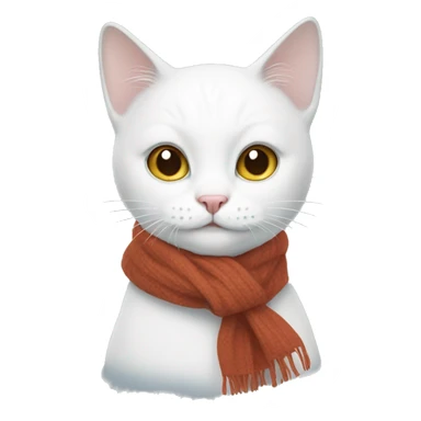White cat wearing a scarf sticker