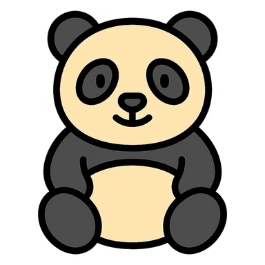 panda bear, color icon style, simple and recognizable sticker