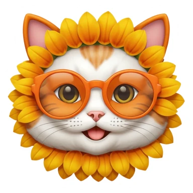 Cute cartoon cat with Sunflower glasses on sticker