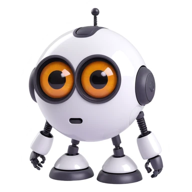 Friendly robot with big expressive eyes — round head, glossy finish, slightly clumsy but charming, cute (think Wall-E meets Baymax). sticker