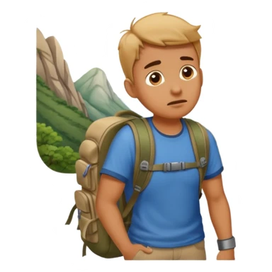 A photorealistic tourist is confused and scratching his head. There are 3 different paths ahead. sticker