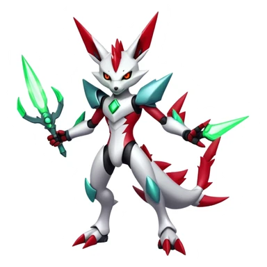  Cool Edgy Shiny Futuristic Ethereal Legendary Scizor-Digimon-Zangoose-hybrid full body sticker