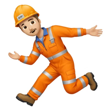 engineer hi-vis orange overalls falling over sticker