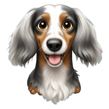 Tri Merle long haired Dachshund sticker