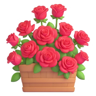 rose farm emoji with roses being graded and bunched, 3D cartoon style sticker