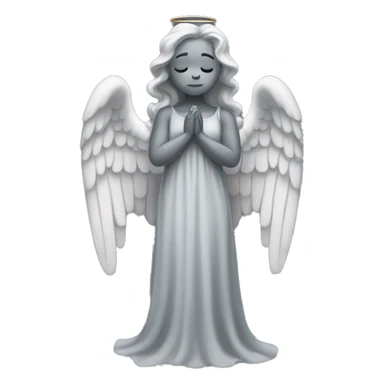 full body gray statue of angel with wings, a long dress, and gray skin. Her hands should be covering her eyes like she's crying.  sticker