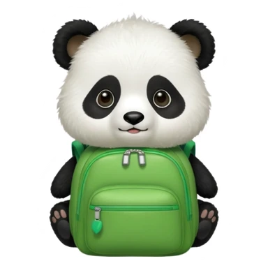 baby panda wear green backpack sticker