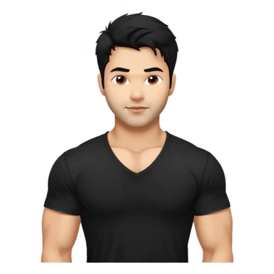 generate a pretty bratz Varun Dhawan with 
Make him wear a black v neck tshirt. muscular but still lean
He shoudl look exactly like VArun DHawan.  messy black hair sticker