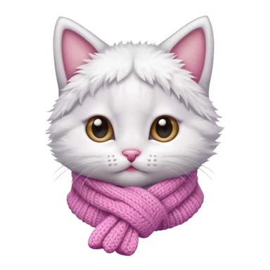 adorable kitten shivering with cold, wearing a scarf, simple background sticker