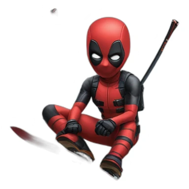 Dead pool qui fait du ski alpin sticker