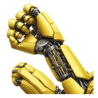 Flexing yellow mechanical cyborg bicep and arm sticker