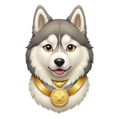 Husky dog with a gold medal sticker