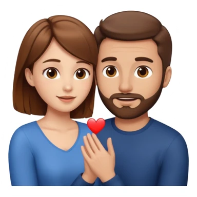 A brown haired man with a short beard proposing to a brown haired girl sticker