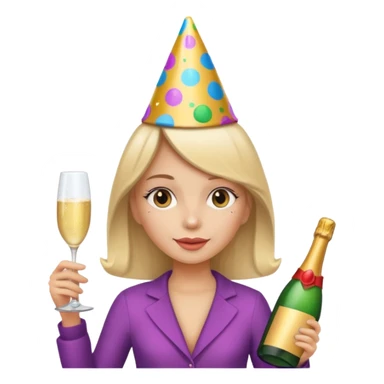 girl with Champagne bottle with party cap. sticker