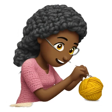 Woman crocheting sticker