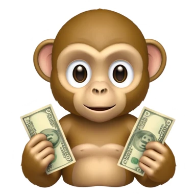 Monkey holding cash, gbp currency. sticker