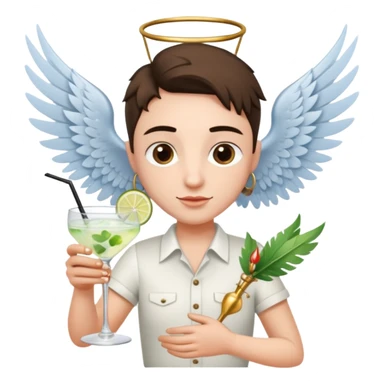 Cupis (with wings and hiss love arrows, holding gin tonic sticker