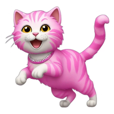 a cat with pink fur dancing sticker