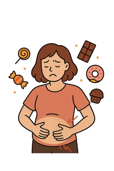 gonfiore addominale e voglia di dolci sticker