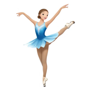 An icon showing a graceful figure skater performing a spin on the ice in a grand ice palace. The rink is illuminated by soft light beams, with cheering spectators in the stands. Snowflakes gently fall, adding to the magical atmosphere. Transparent background highlights elegance and artistry. sticker