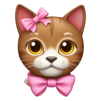 brown cat with pink bow sticker