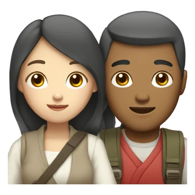 Cute half white half Asian couple traveling Japan  sticker