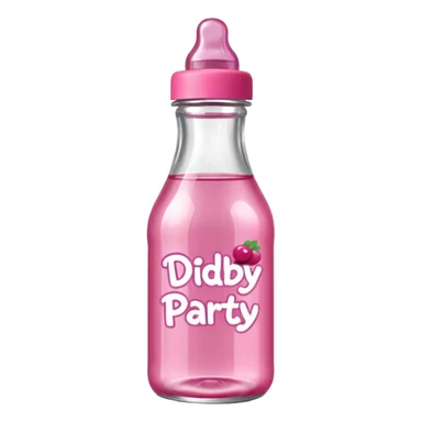 realistic baby oil style bottle pink cap pink logo clear bottle with berry logo with diddy party written and a berry on top bottle sticker