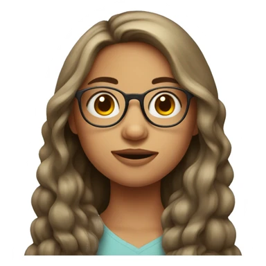 Girl with long hair, eyeglasses and mole in the upper right lip sticker