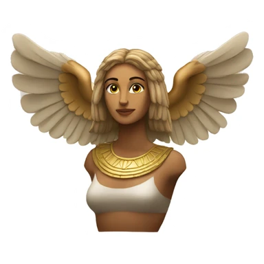 An emoji representing a greek sphinx (not egyptian) with wings of an eagle and face of a woman sticker