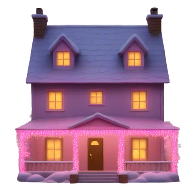 House with pink Christmas lights  sticker