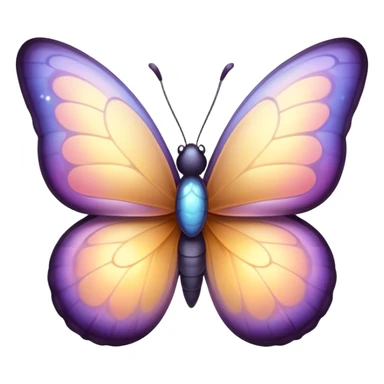 Cinematic Cute Butterfly Portrait Emoji, Head tilted playfully and inquisitively, featuring a charming, petite form with intricately detailed, softly tinted wings and round, sparkling eyes full of gentle wonder, Simplified yet irresistibly adorable features, highly detailed, glowing with a warm, inviting pastel glow, high shine, affectionate and lively, stylized with a touch of whimsical garden charm, soft glowing outline, capturing the essence of a mischievous butterfly that seems as if it could dance out of the screen into your arms! sticker
