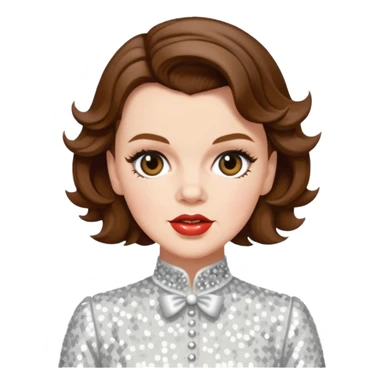 Judy Garland with brown hair, white sequin outfit sticker