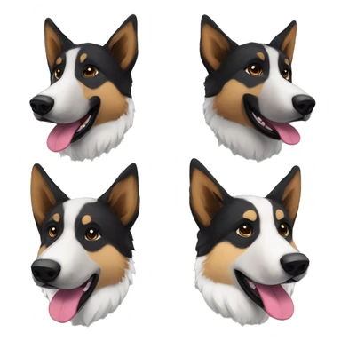  Black spotted brindle German shepherd husky fluffy ears and holographic harness running sticker