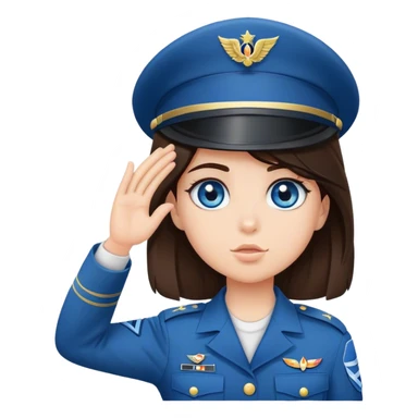little brunette blue eye girl soldier salute sticker