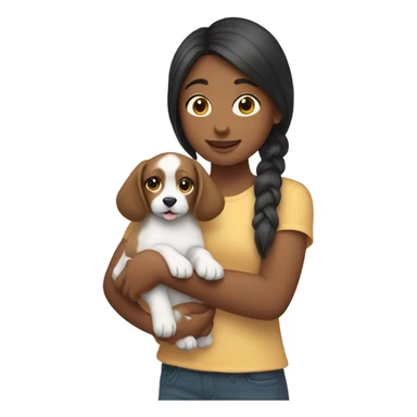 girl holding her dog pet sticker