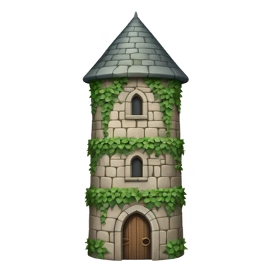 A medieval tall round tower covered in ivy vines. sticker