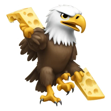 Eagle with cheesehead in claws sticker