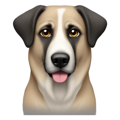 anatolian shepherd tan and black with grey from being old. girl with ears out sticker