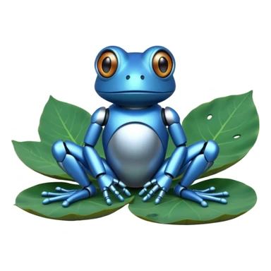 blue robot frog on lotus leaf sticker