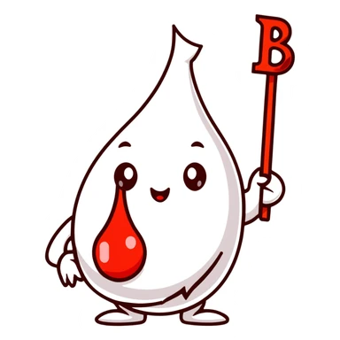 blood drop character holding a B.R.B. sign sticker