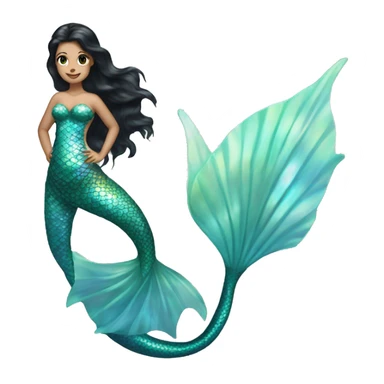 Iridescent mermaid white girl with black hair and iridescent tail sticker